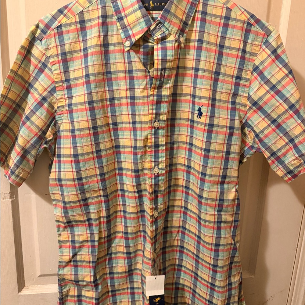 Ralph Lauren Yellow and Blue Plaid Men's Shirt
